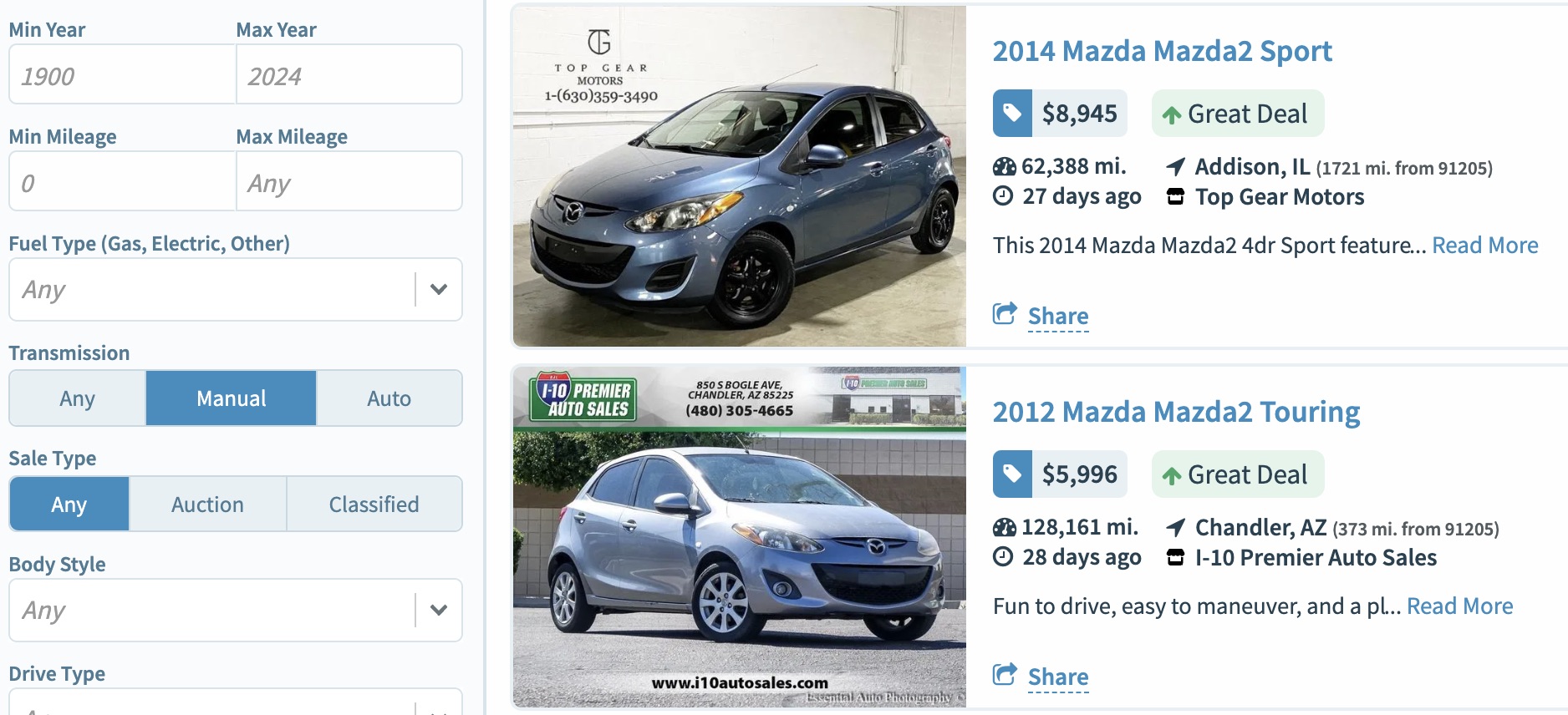 Mazda 2 values