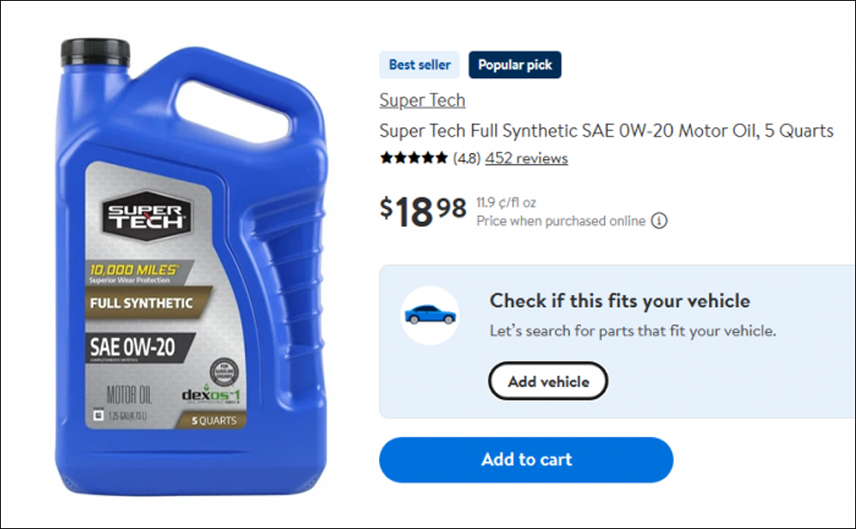 Walmart Supertech Oil X